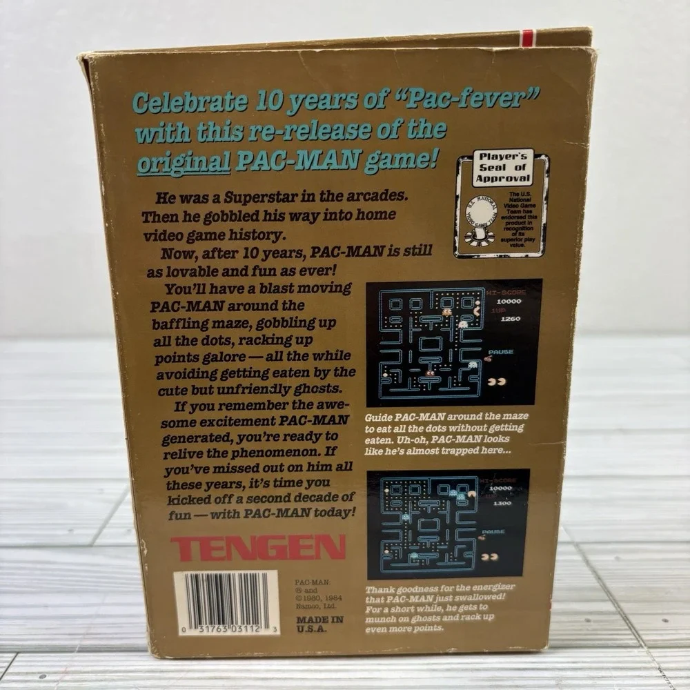 Pac-Man Tengen Black Game Cartridge for Nintendo NES Manual Included